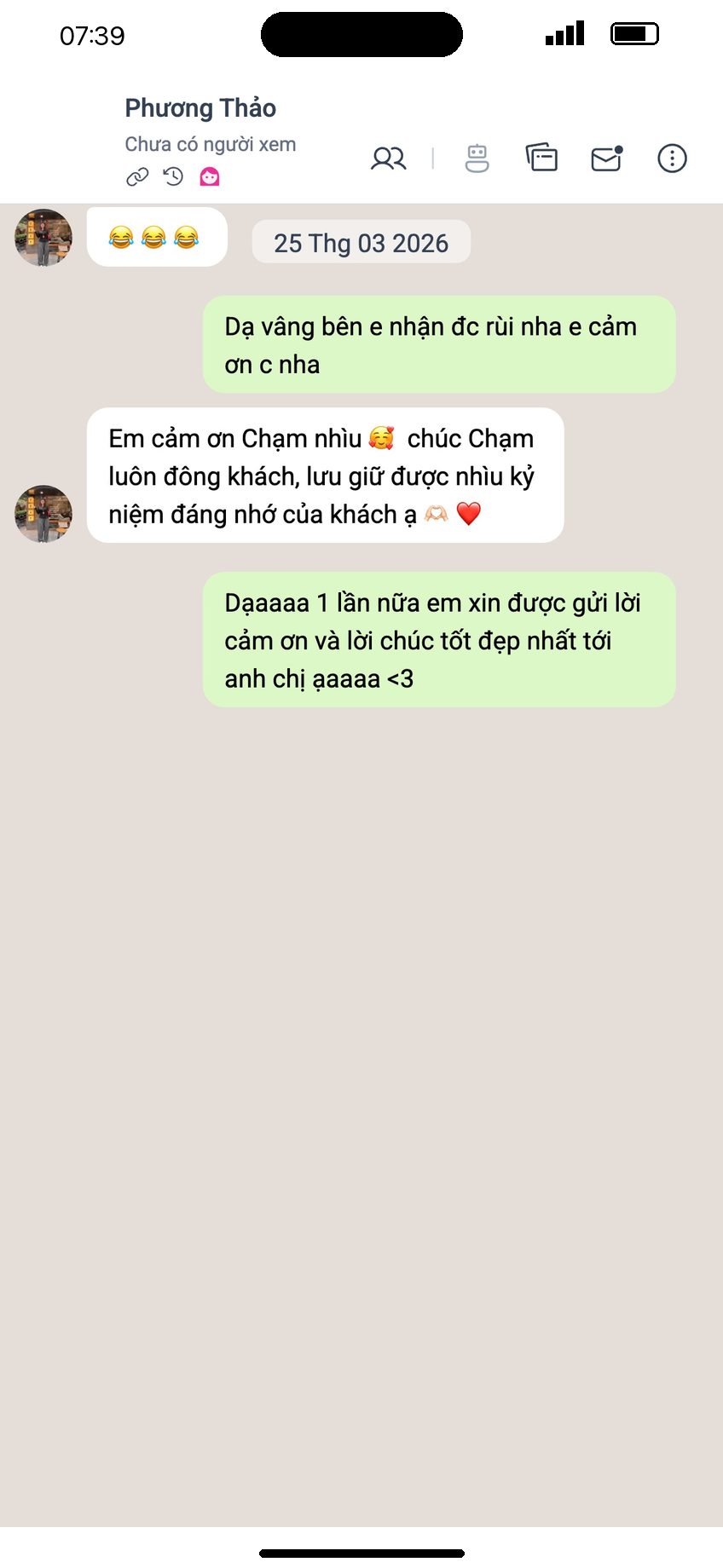 Tin nhắn khách Phương Thảo